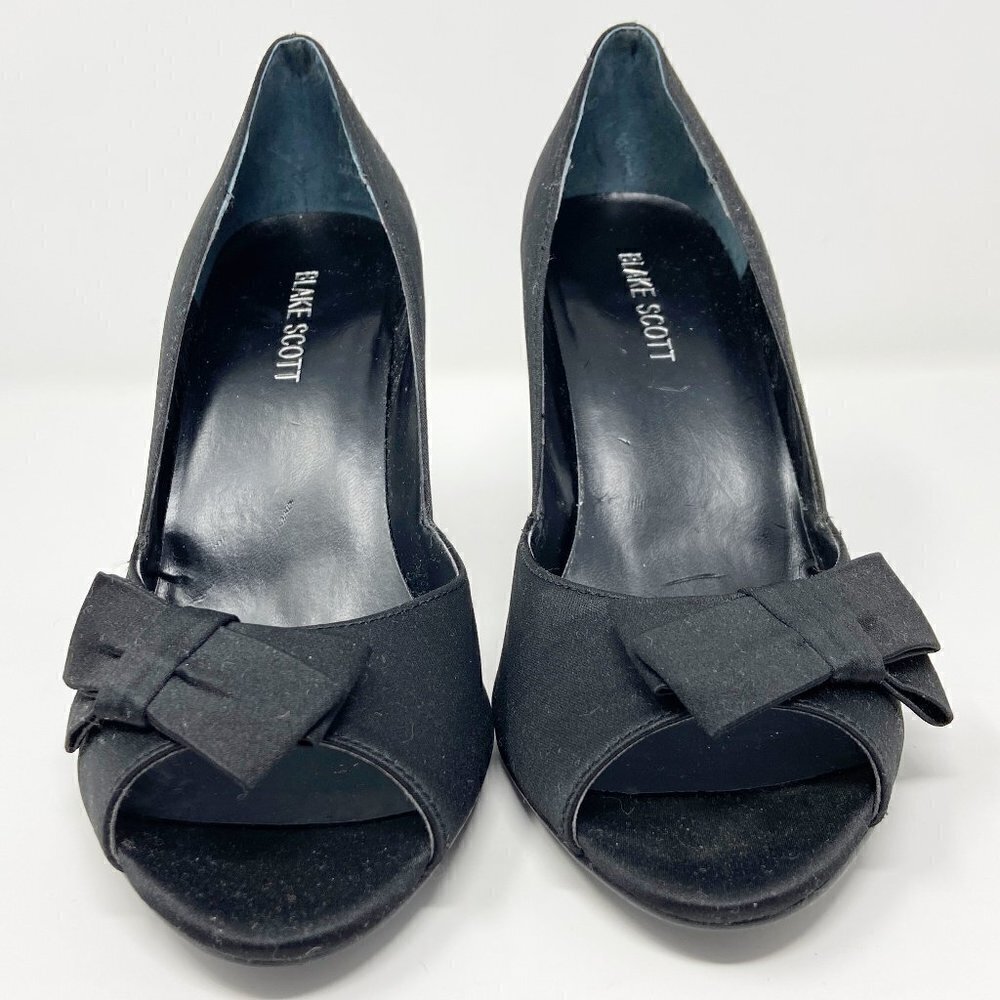 BLAKE SCOTT | Desmond Black Peep Toe Pump Dress Heel 7 - Picture 4 of 10